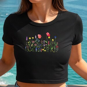 Vintage shirt met wilde bloemen, jaren 90 babyt-shirt, T-shirt met botanische bloemen, cadeau voor tuinman, botanische shirt, bloemenliefhebbers, bloemenshirt, Y2K-shirts