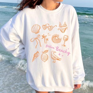 Beach Sweatshirt, Ocean Lover Gift, Summer Crewneck for Women, Vacation Pullover, Cute Coastal Sweater, Sea Vibes Shirt