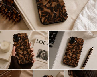 Tortoise print Phone Case | iPhone 17, Air, 16, 15, 14, 13, 12, Pro| Samsung | Google Pixel | Animal case | leopard print | brown phone case