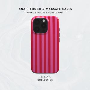Vibrant red and pink stripe phone case | striped phone case | iPhone 16, 15, 14, 13, 12, 11 Samsung | Google Pixel retro stripy phone case