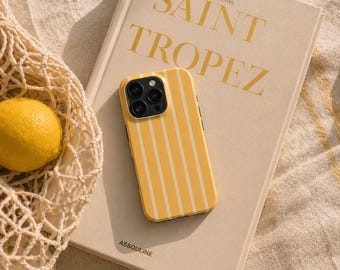Yellow Stripe iPhone Case, Summer Phone Case, Beach Aesthetic iPhone Case, Cute Striped Phone Cover, Trendy Minimal iPhone Case, Samsung