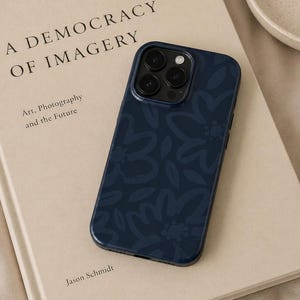 Navy Blue Floral Phone Case | iphone 16, 15, 14, 13, 12, 11, Samsung Galaxy | Chic phone case | blue simple phone case | Minimalist iPhone