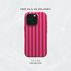 Vibrant red and pink stripe phone case | striped phone case | iPhone 16, 15, 14, 13, 12, 11 Samsung | Google Pixel retro stripy phone case