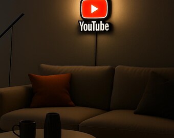 LED Lamp  Logo YouTube: Modern Studio, Gaming, Office Decor