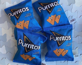 Purritos Cool Ranch Kitten Chips - BLUE BAG- Crinkle Catnip & Silvervine Organic Cat Toy - Junk Food - Snacks - Fake Food