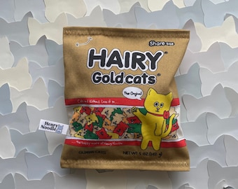 Hairy Gold Cats Gummi Cats - Crinkle Catnip & Silvervine Organic Cat Toy - Fake Food - Snacks - Junk Food