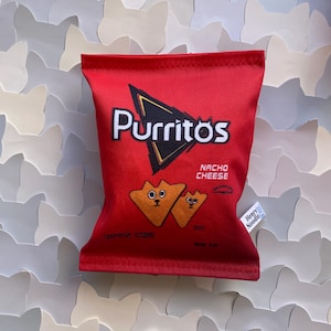 Purritos Nacho Cheese Kitten Chips - RED BAG - Crinkle Catnip & Silvervine Organic Cat Toy - Junk Food - Snacks - Fake Food