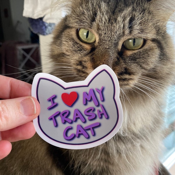 I Heart My Trash Cat - Stcker