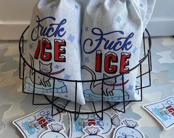 FUCK ICE - Ice Bag- Crinkle Catnip & Silvervine Organic Cat Toy - Fake Food  - Sticker