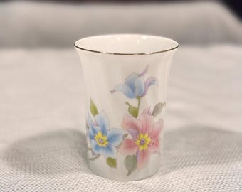 Vintage Japanese Porcelain Bud Vase Marked Japan Floral Mini Vase Gold Rim: 1970s Decor