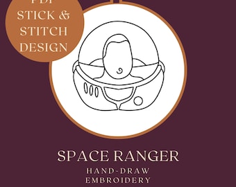 Patrón de bordado para casco de guardabosques espacial / Diseño de ciencia ficción (descarga digital)