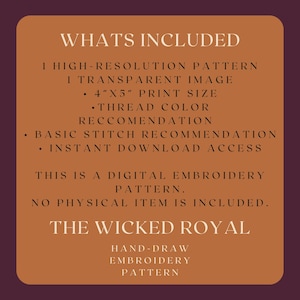 Wicked Royal Embroidery Design | Dark Queen Silhouette Embroidery Pattern image 2