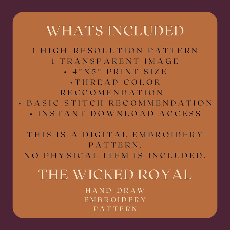 Wicked Royal Embroidery Design | Dark Queen Silhouette Embroidery Pattern image 2