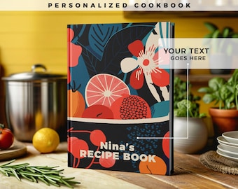 Customizable recipe book. 140 recipes! A personalized recipe journal, gift for mom, birthday gift, anniversary gift idea