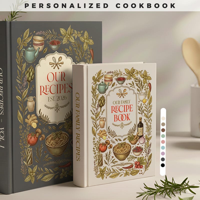 Customizable recipe book. A personalized recipe journal, gift for mom, birthday gift, anniversary gift idea