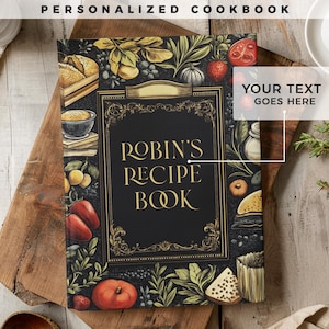 Customizable recipe book. 140 recipes! A personalized recipe journal, gift for mom, birthday gift, anniversary gift idea