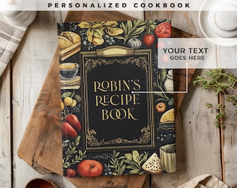 Customizable recipe book. 140 recipes! A personalized recipe journal, gift for mom, birthday gift, anniversary gift idea