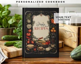 Customizable recipe book. 140 recipes! A personalized recipe journal, gift for mom, birthday gift, anniversary gift idea
