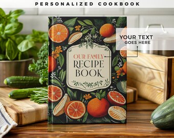 Customizable recipe book. 140 recipes! A personalized recipe journal, gift for mom, birthday gift, anniversary gift idea