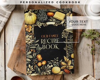 Livro de receitas personalizável. 140 receitas! Um diário de receitas personalizado, presente ideal para mães, aniversários e outras ocasiões especiais.