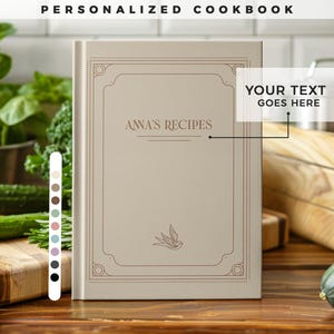 Libro de recetas personalizable. ¡140 recetas! Un cuaderno de recetas personalizado, regalo para mamá, regalo de cumpleaños, idea de regalo de aniversario.
