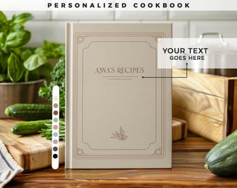 Customizable recipe book. 140 recipes! A personalized recipe journal, gift for mom, birthday gift, anniversary gift idea