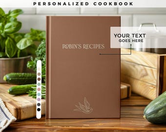 Customizable recipe book. 140 recipes! A personalized recipe journal, gift for mom, birthday gift, anniversary gift idea