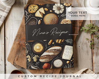Customizable recipe book. 140 recipes! A personalized recipe journal, gift for mom, birthday gift, book lover gift