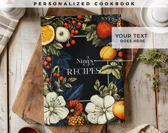 Customizable recipe book. 140 recipes! A personalized recipe journal, gift for mom, birthday gift, anniversary gift idea