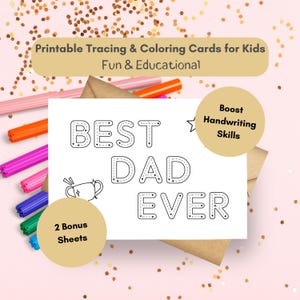 Alphabet Tracing & Handwriting Practice Card, Preschool Kindergarten Activity, Letter Practice for Kids, Fine Motor Skills, Best Dad Ever