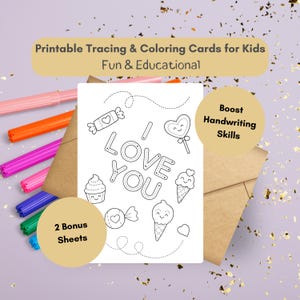I Love You Card Alphabet Tracing & Letter Practice Printable, Handwriting Worksheets for Preschool, Kindergarten, Homeschool and Toddlers