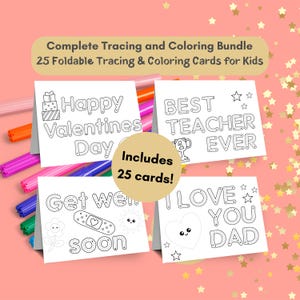 Complete Letter Tracing & Coloring Cards Bundle for Kids, 25 Handwriting Practice and Alphabet Tracing Worksheets, Toddler Worksheets