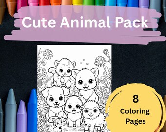 Cute Animal Coloring Pages | Printable Kids Coloring Book | Fun Animals to Color | Digital Download for Children