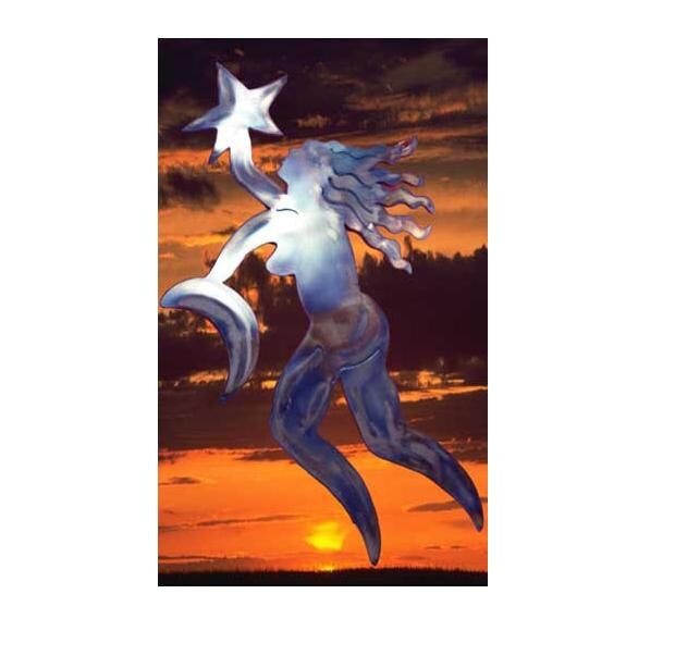 SUNSET DANCER Woman Metal Wall Decor Art Fairy Goddess Mother Female  EARTH Art  Star Moon Home