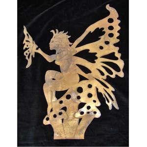 Forest FAIRY FAIRIE with BUTTERFLY Handcrafted Steel Garden Yard Pond Art Pixie Sprite Plant Spike
