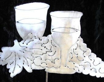 WINE GLASSes GRAPES Decor Metal Garden Yard Art Stake Vino