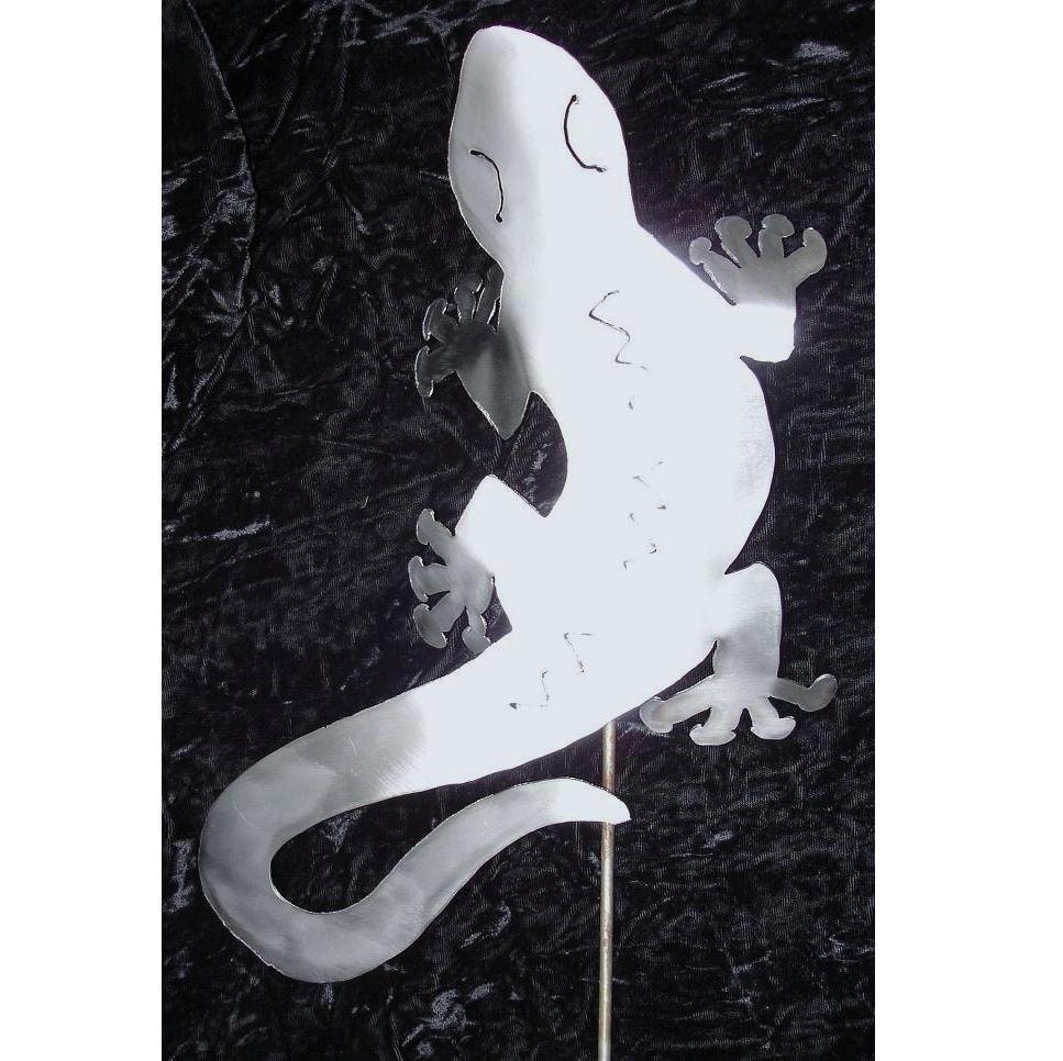Gecko Lizard 3d Metal Yard Art Stake or Wall Accent 