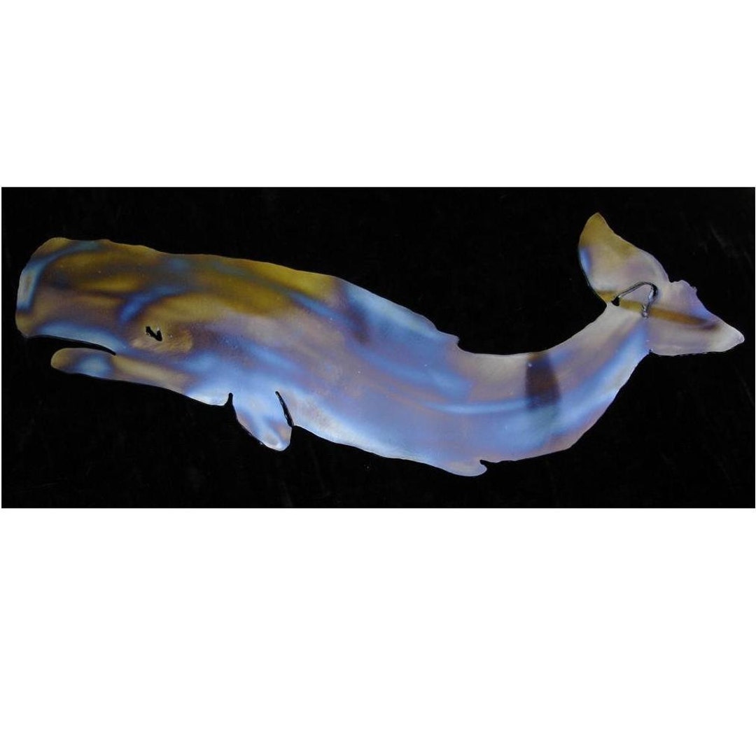 Sperm Whale Moby Dick Metal Wall Art – Handcrafted Ocean Theme Decor