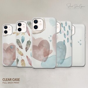 Pastel Hearts Watercolor Phone Case: Clear TPU Cover