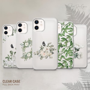 White Flowers Clear Phone Case: Floral TPU Cover