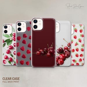 Cherry Burgundy Phone Case: Berries Cover, Clear TPU Gel