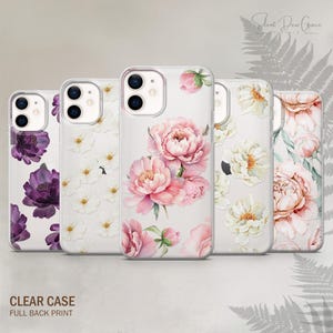 Transparent Peony Floral Phone Case: Soft TPU Gel Cover