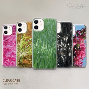 Floral Clear Phone Case with Custom Name