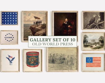 Americana Wall Art Print Set, Patriotic Historic Art (Digital Download)