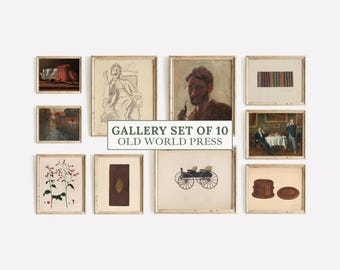 Vintage Akademische Galerie Wand Kunst Set, Stimmungsvolle Bibliothek Drucke (Digitaler Download)