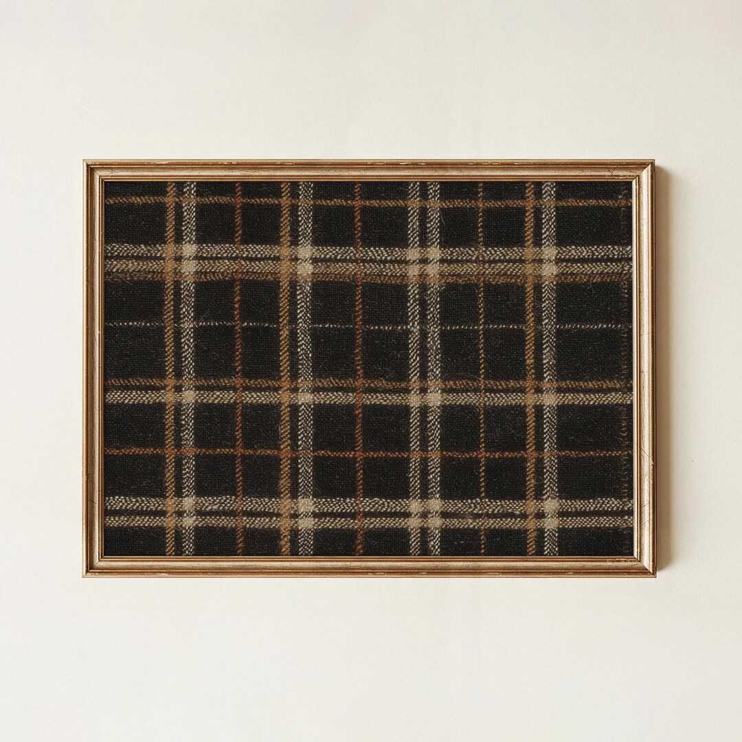 Dark Plaid Printable Wall Art - Moody Rustic Tartan Pattern, Cozy Fall ...