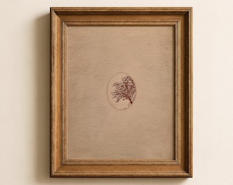 Vintage Botanical Seal Print - Rustic Cottagecore Wall Art, Neutral Ink Engraving, Printable Minimalist Illustration, Digital Download 115