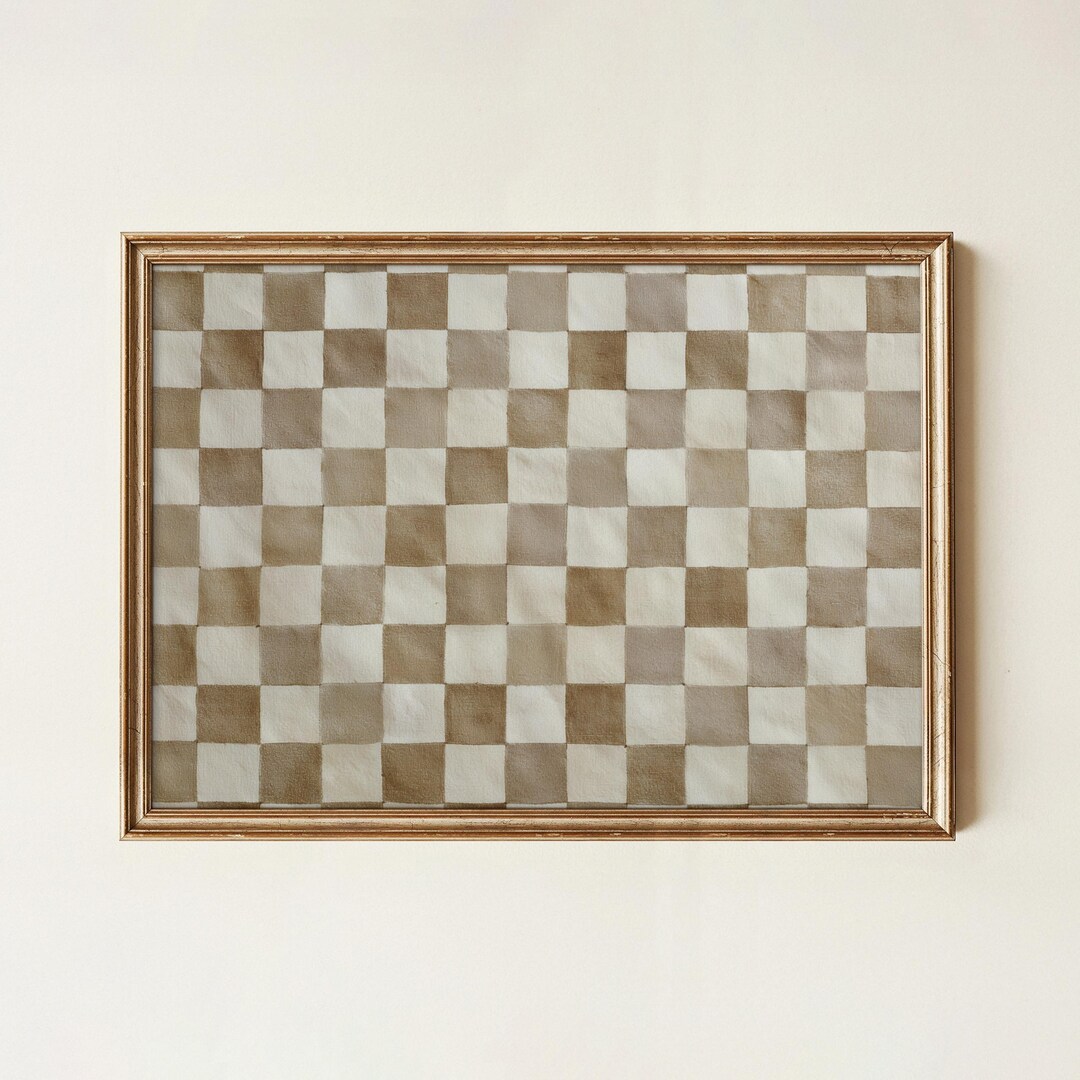 Checker Rustic Rustic Cream Checkers Print - Vintage Farmhouse Wall Art (digital ...