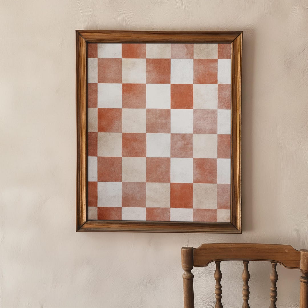 Rustic Checker Pattern Vintage Red Checker Print – Rustic Farmhouse Wall Art (digital Download ...
