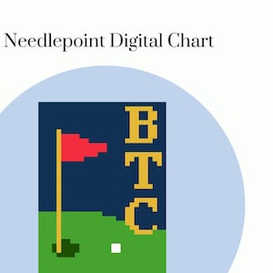 Tela digital de golfe personalizada, gráfico personalizado de 2 pol x 3 pol, tela para iniciantes em pintura com agulha em PDF, presente de fácil acabamento